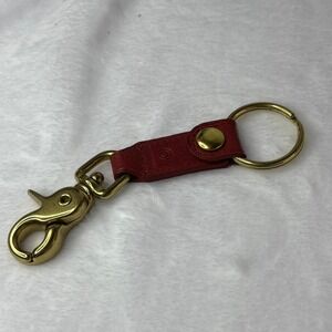 COACH Key Fob Red Leather Brass Tone Trigger Snap Swivel Clasp 5"